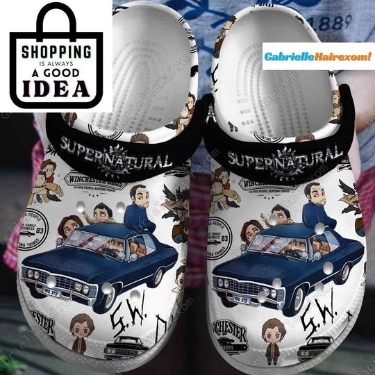 Supernatural Clogs, Dean Winchester Clogs, Supernatural Movie Clogs, Winchester Brothers Summer Clogs, Movie Series Sneakers