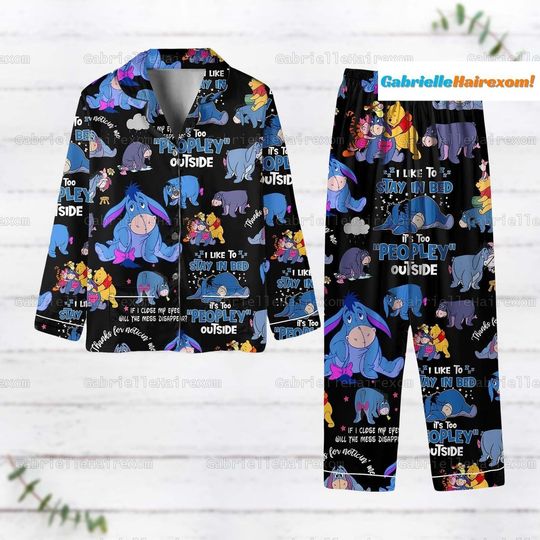 Eeyore Pajamas Set, Winnie The Pooh And Eeyore Pajamas Set, Disney Eeyore Thick Pjs, Cute Pooh Pajama, Disney Eeyore Set, Eeyore Gift