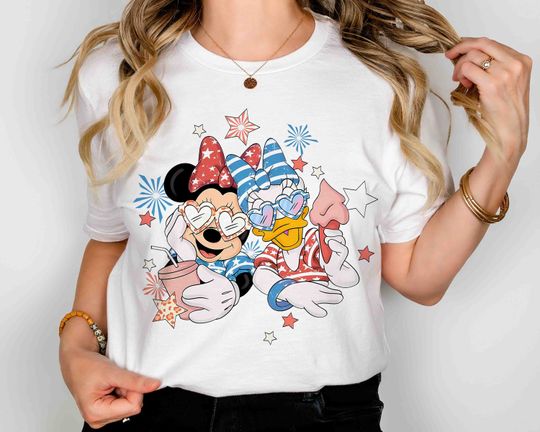 Minnie And Daisy July 4th Shirt, Girls Trip Shirt, Best Friends Matching Shirt, Cute Friends, Cotton Tee Shirt