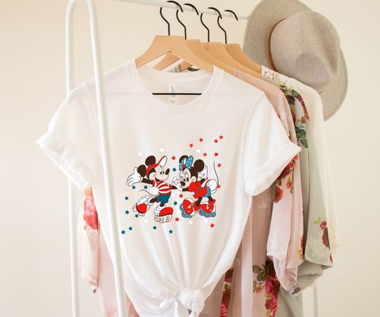 Discover Disney 4th of July Shirts, Mickey Minnie Matching Family 4th of July T-Shirt, USA Flag Disney Shirt, USA Flag Mickey Or Minnie T-Shirt