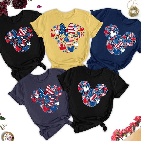Mouse Family Fourth Of July Shirts, Happy 4th of July Magic Kingdom Shirt, American Patriotic Mouse Head Matching Tee, Independence Day Gift