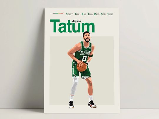 Jayson Tatum Poster, Basketball Poster, NBA Basketball Print, Basketball Wall Art for Office, Tatum Print, Basketball Gift Ideas