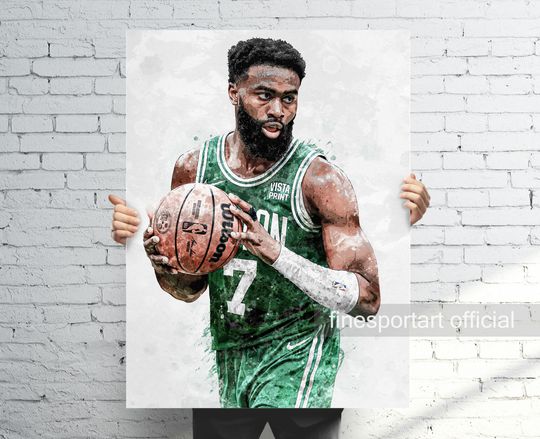 Jaylen Brown Boston Poster, Canvas, Basketball print, Sports wall art, Man Cave, Gift, Kids Room Decor
