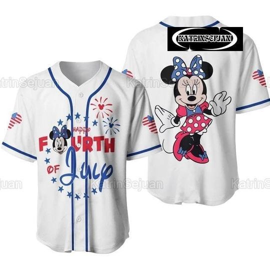 Minnie Mouse 4th Of July Baseball Jersey, American Flag Red White Blue, Disney Baseball Jersey, Disney Trip Shirt, Fourth Of July Shirt