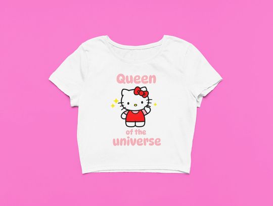 Hello kitty Women's Crop Top, Kawaii T-Shirt, Sanrio Anime Cartoon Casual Clothes, Y2k Cropped Tee Shirt