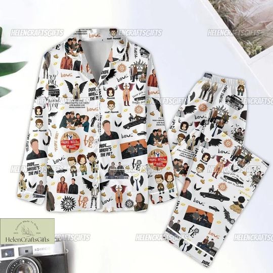 Supernatural Pajamas Set, Supernatural TV Series Pajamas, Supernatural Pajamas , Supernatural Matching Pajamas Set, Supernatural Merch