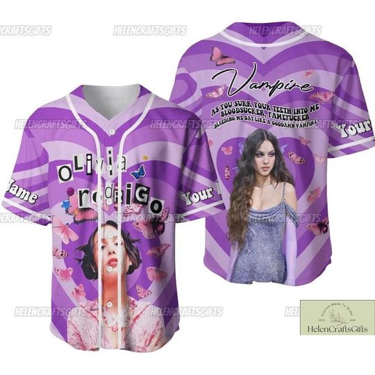 Personalized Olivia Rodrigo Baseball Jersey, GUTS World Tour 2024 Shirt, Olivia Rodrigo Shirt, Olivia Rodrigo Fan Gifts, Gift For Her