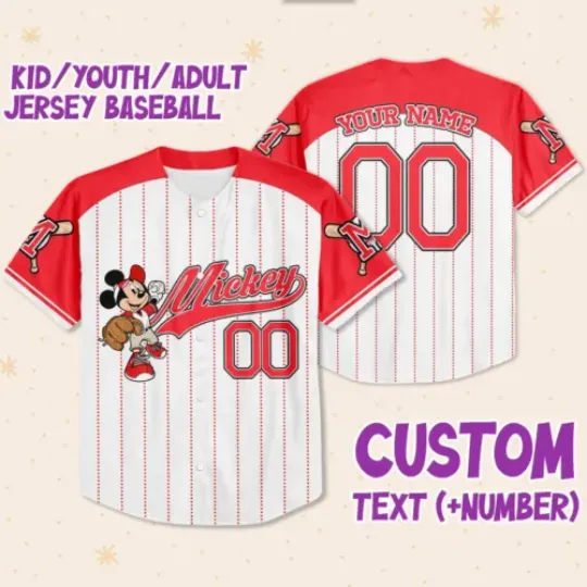 Custom Red Mickey, Custom Name Disney Game Day Jersey, Mickey Mouse Jersey, Gift