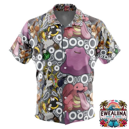 Ditto Button Up Hawaiian Shirt, Summer Casual Tee, Beach Shirt, Birthday Gift for Him