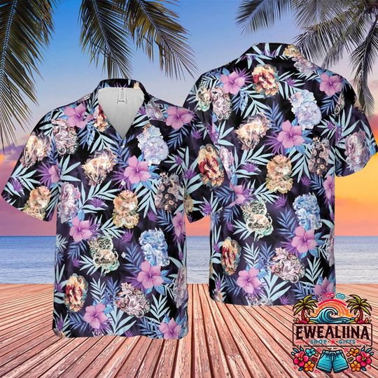 Eevee Evolutions PKM Hawaiian Shirt, PKM Button Up Shirt, Eevee PKM Hawaiian Shirt, PKM Summer Shirt, PKM Fan Gifts