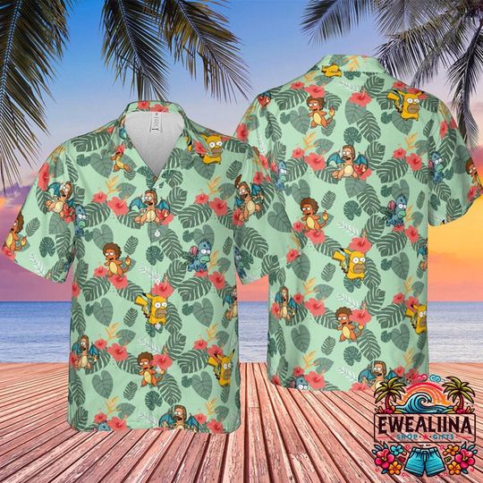 Simson Family PKM Pattern Hawaiian Shirt, PKM Button Up Shirt, PKM Hawaiian Shirt, PKM Summer Shirt, PKM Fan Gifts