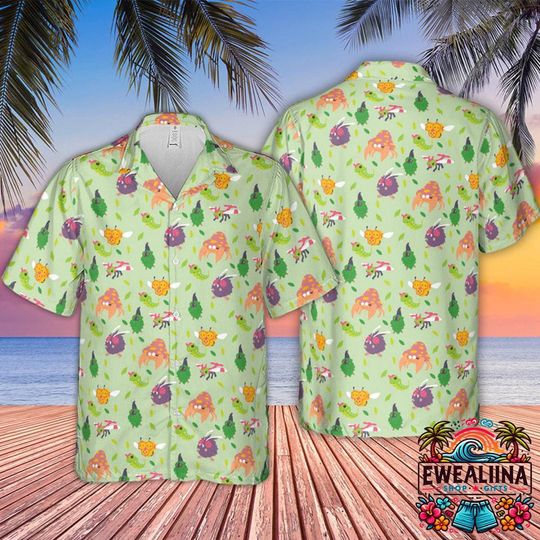 PKM Pattern Hawaiian Shirt, PKM Pattern Shirt, PKM Button Up Shirt, PKM Summer Shirt, PKM Fan Gifts