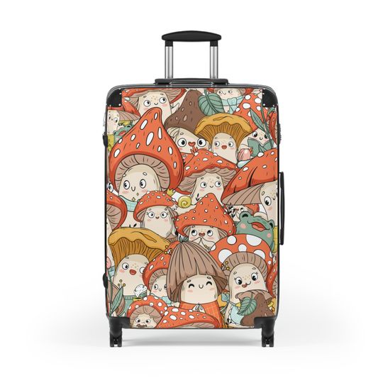 Kawaii Mushroom Suitcase - Chibi Gift for Traveler - Travel Accessories - Kawaii Luggage - Kawaii Gift Idea - Cute Suitcase for Anime Fan