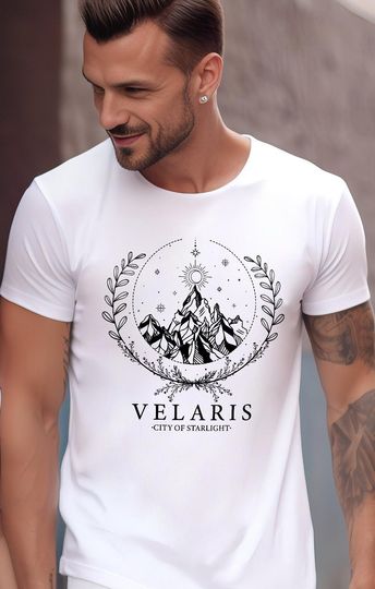 Mountain and Stars Velaris Graphic Comfortable Short Sleeve Sports Tee for Men, Women, Kids - Trending Street Fashion