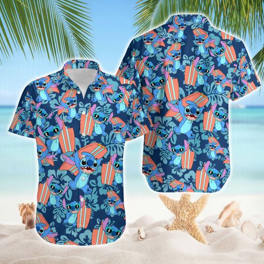 Stitch Floral Hawaii Shirt | Lilo Stitch Tropical Hawaiian Shirt | Disneyland Magic Kingdom