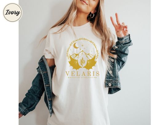 Velaris City of Starlight Cotton Tee, Graphic Tshirt for men, women, Unisex, SJM Merch, Bookish Shirt