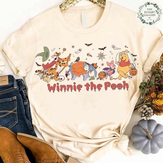 Vintage Winnie The Pooh Disney Halloween Shirt, The Pooh and Friends Pumpkin Trick or Treat Shirt