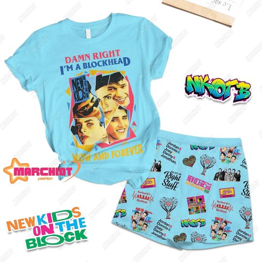 NKOT Block Short Pajamas Set, Comfortable and Soft Cotton Sleepwear, Homewear For Women, Summer Shirt