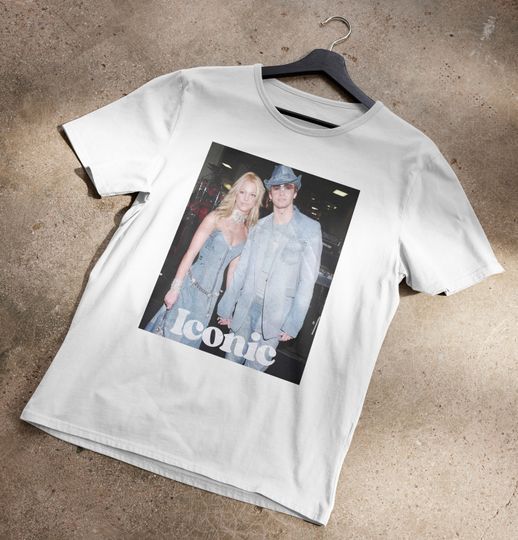 Britney & Justin Denim T-Shirt Timberlake Fan Gift, JT Concert Shirt, unisex short sleeves graphic T-shirt, Multiple colors trending shirts