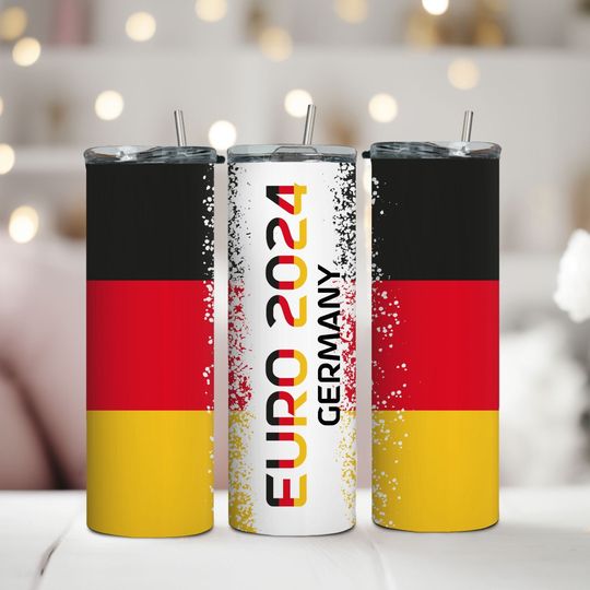 Discover Euro 2024 Germany 20oz Tumbler with Liz and Straw, Euro Football Tumbler