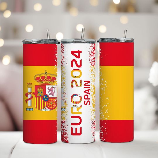 Discover Euro 2024 Spain 20oz Tumbler with Liz and Straw
