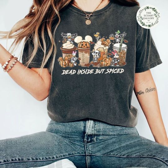 Vintage Disney Halloween Coffee Shirt, Dead Inside But Spiced T-shirt