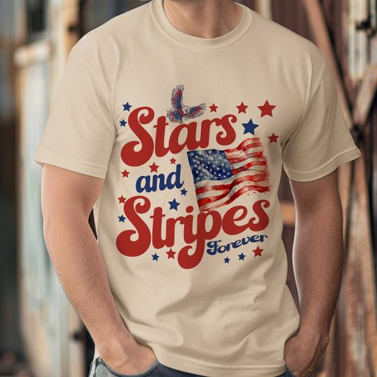 Stars and Stripes T-Shirt  Eagle 4h Of July Tee Independent Day Unisex Short sleeves Multiple colors, Trending 4th of July shirt