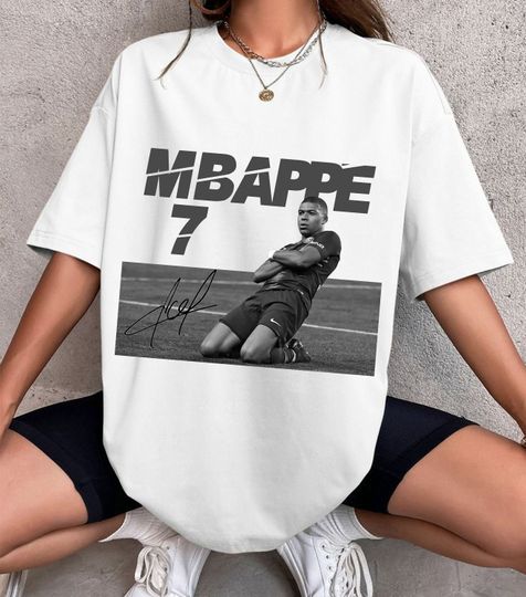 Limited Kylian Mbappe 90s Style Vintage Tee Graphic T-shirt, Sport Cotton Short Sleeve Shirt, Unisex Summer Casual Shirt