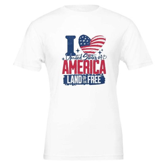 Discover I Love United States Of America Land Of The Free T-shirt Independent Day Unisex Short sleeves Multiple colors, Trending 4th of July shirt