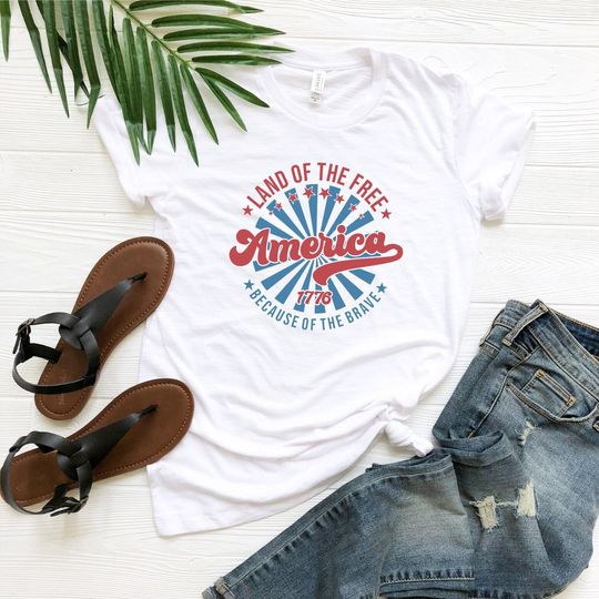 Land Of The Free Because Of The Brave America Shirt, American Flag Shirt, American Land T-Shirt, America Freedom Shirt, 4th Of July Shirts