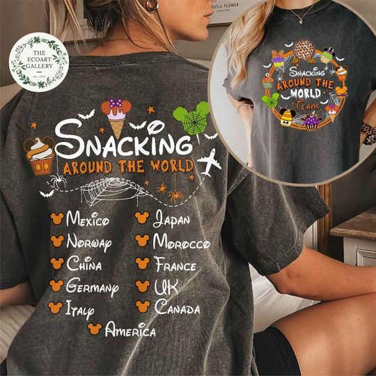 Vintage Disney Epcot Halloween Shirt, Snacking Around The World, Disney Snacks Halloween Shirt