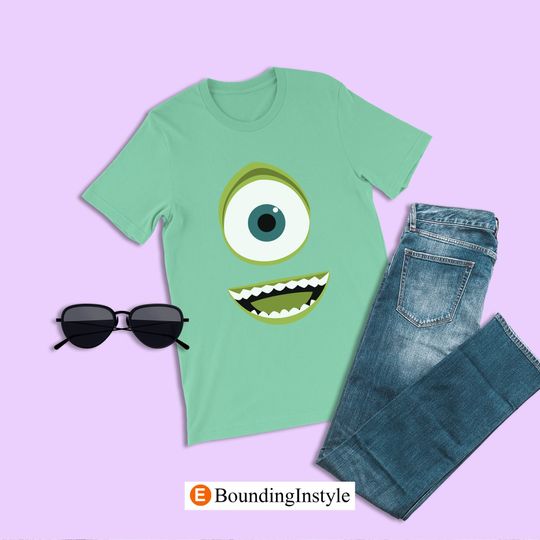 Mike Wazowski Big Face Tshirt, Monster Inc Minimalist Disney Shirt, Disney Clothing, Summer Casual Cotton Couple Matching Shirt, Short Sleeve Shirt for Men, Women and Kids