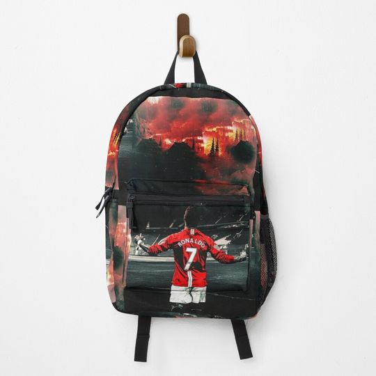 cristiano ronaldo manchester Backpack, 3D Football Backpack, Student Soccer Schoolbag, Football Lover Fans Outdoors Travel Bag