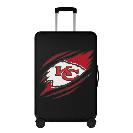 Kansas Football Black Polyester Luggage Cover with logo, travel Suitcase, travel accessories, gift for her, gift for him, gifts