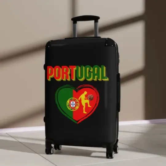 Portugal Soccer Futbol Suitcase Luggage Vacation Travel Fifa World 2024 Ronaldo, Travel Suitcase, Sport Suitcase, travel accessories, gift for her, gift for him, gifts