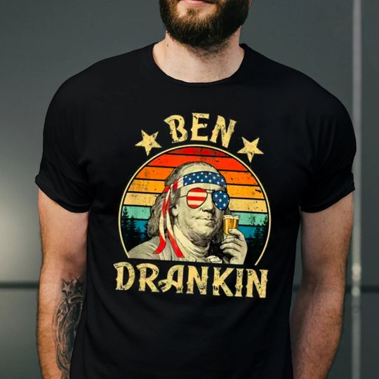 Retro 4th of July Men's T-Shirt, Funny American President Drinking Shirt, Patriotic American Shirt, USA Holiday Independence Day Party Gift