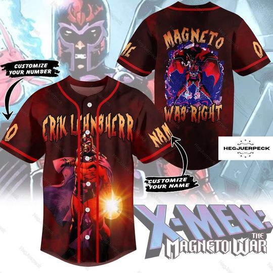 X-men Baseball Shirt, X-men Magneto Baseball Shirt, Personalized Baseball Jersey, Marvel Jersey Shirt, Marvel X-Men Fan Shirt