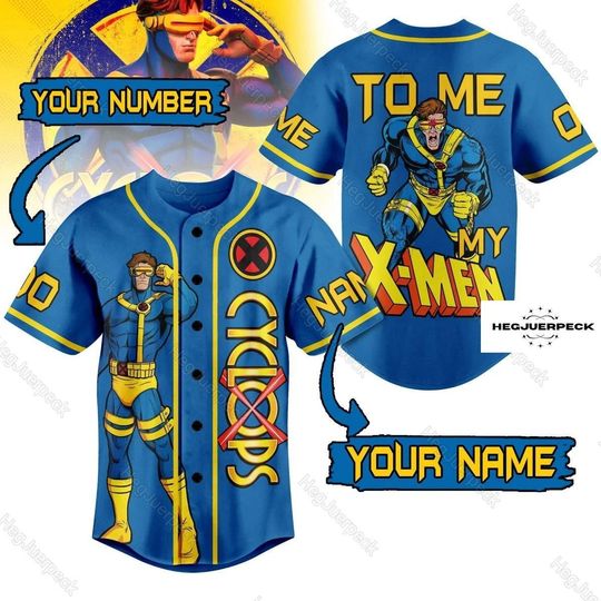 Personalized X-men Baseball Shirt, X-men Cyclops Baseball Jersey, X-men Cyclops Jersey Shirt, X-Men Fan Shirt, Marvel Comics Fan Gift