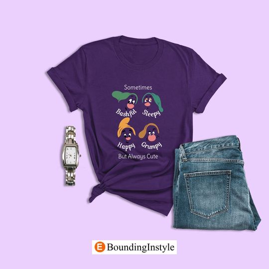 Snow White Shirt, Bashful Sleepy Happy Grumpy Disney Shirt, Disney Clothing, Summer Casual Cotton Couple Matching Shirt, Short Sleeve Shirt for Men, Women and Kids