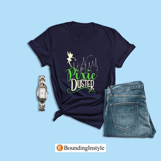 Disney Peter Pan Shirt, Pixie Duster, Tinker Bell Disney Shirt, Disney Clothing, Summer Casual Cotton Couple Matching Shirt, Short Sleeve Shirt for Men, Women and Kids