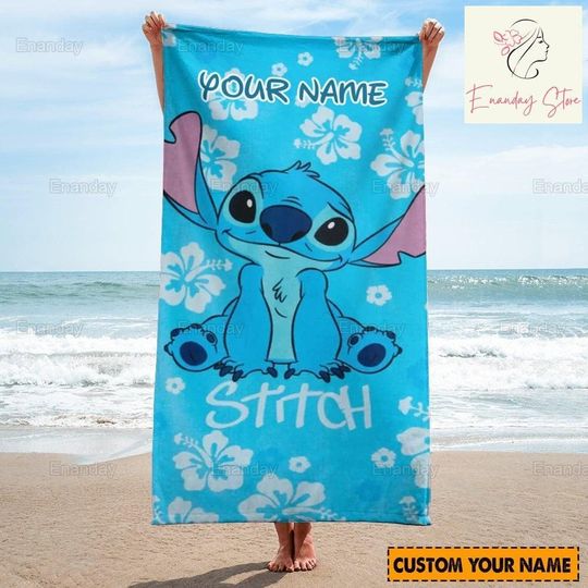 Stitch Aloha Beach Towel, Personalized Beach Towel, Stitch Bath Towel, Disney Beach Towel, Summer Beach Towel, Custom Stitch Towel