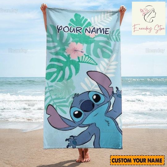 Discover Stitch Bath Towel, Personalized Stitch Beach Towel, Disney Bath Towel, Disney Trip, Birthday Gift, Gift For Her, Vacation Gift
