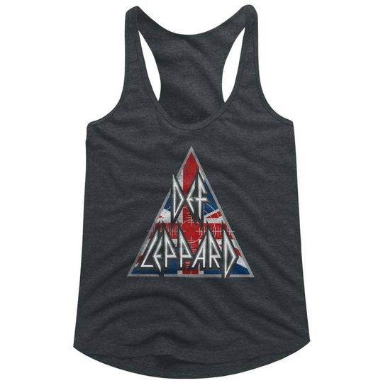 Def Leppard British Logo Dark Heather Junior Women's Tank Top, Vintage 90s Cotton Tank Top, Music Tank Top Shirt, Retro Gift For Fan