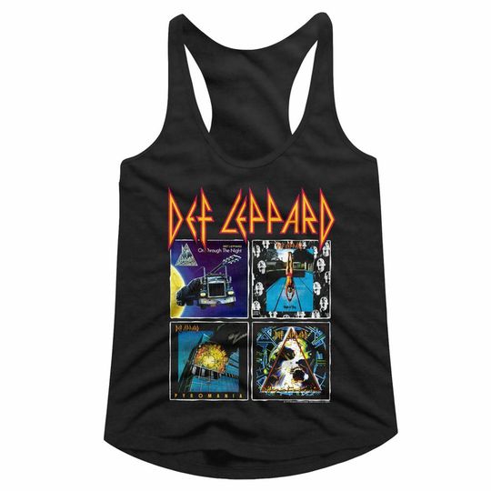 Def Leppard 80's Albums Black Junior Women's Tank Top, Vintage 90s Cotton Tank Top, Music Tank Top Shirt, Retro Gift For Fan