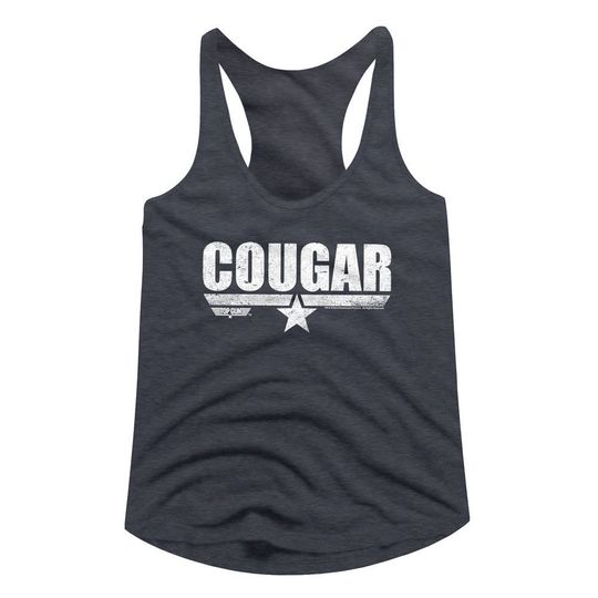 Top Gun Cougar Navy Heather Junior Women's Tank Top, Vintage 90s Cotton Tank Top, Music Tank Top Shirt, Retro Gift For Fan