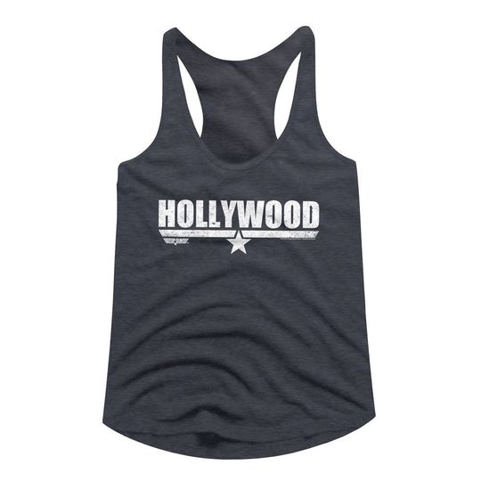 Top Gun Hollywood Navy Heather Junior Women's Tank Top, Vintage 90s Cotton Tank Top, Music Tank Top Shirt, Retro Gift For Fan
