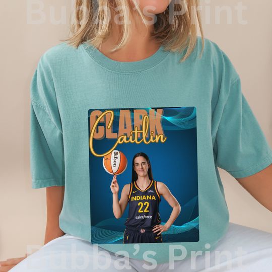 Caitlin Clark Aqua Unisex Garment-Dyed T-shirt, Caitlin Tribute Tee, Vintage Basketball T-Shirt, Caitlin Clark Fans, Gift for Him or Her