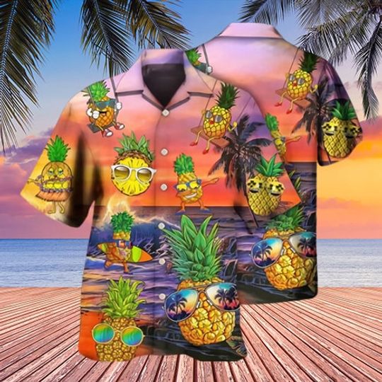 Fruit Pineapple Summer Hawaiian Shirt, Hawaii Shirt, Casual Shirt, Short Sleeves Shirt, Beach Shirt, Summer Trip
