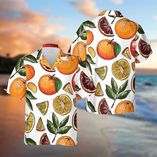 Citrus Fruits Orange Retro Hawaiian Shirt, Citrus Fruits Orange Summer Trip Hawaii Shirt, Beach Party Hawaiian Shirt, Hawaiian Shirt Summer