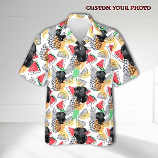 Personalized Dog Face Fruit Hawaiian Shirts, Cute Pet Hawaiian Shirts, Custom Dog Photo Hawaii Shirt, Holiday Travel Shirt, Summer Shirts